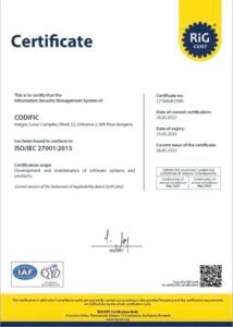 Codific ISO certificate 