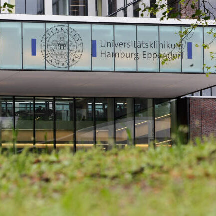 HAMBURG, GERMANY - APRIL 29:  The UKE hospital is seen prior to a news conference on the developments of the swine flu at the at the UKE clinic on April 29, 2009 in Hamburg, Germany. Germany's infectious diseases agency found swine flu in a man and a woman in their late 30s in Bavaria, and a 22-year-old woman in Hamburg at the other end of the country, all of whom had recently returned from Mexico.  (Photo by Joern Pollex/Getty Images)
